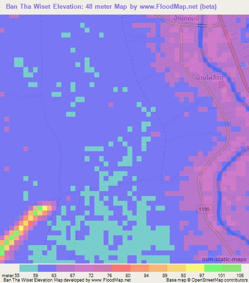 Ban Tha Wiset,Thailand Elevation Map