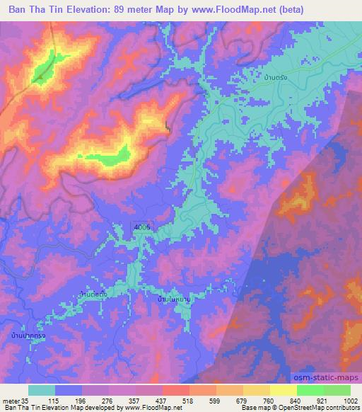 Ban Tha Tin,Thailand Elevation Map