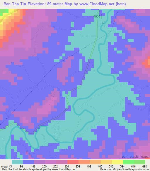 Ban Tha Tin,Thailand Elevation Map