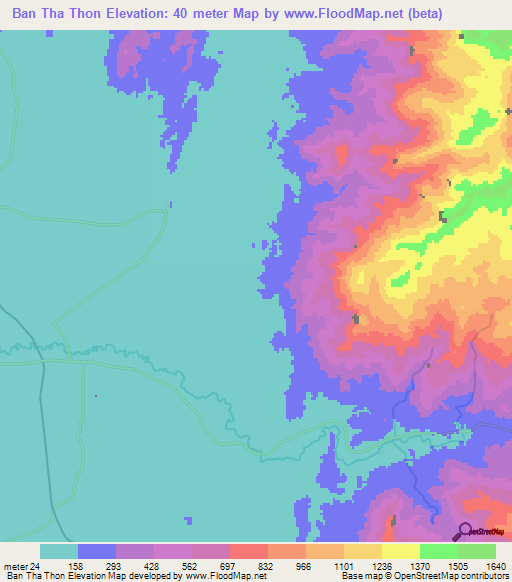 Ban Tha Thon,Thailand Elevation Map