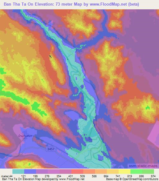 Ban Tha Ta On,Thailand Elevation Map