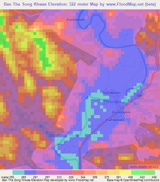 Ban Tha Song Khwae,Thailand Elevation Map