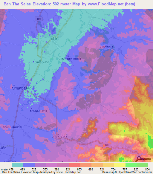 Ban Tha Salae,Thailand Elevation Map