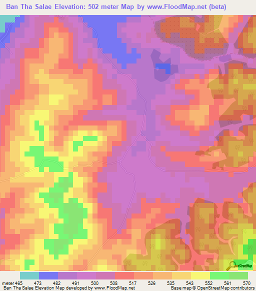 Ban Tha Salae,Thailand Elevation Map