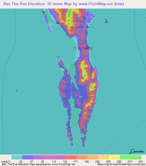 Ban Tha Rua,Thailand Elevation Map