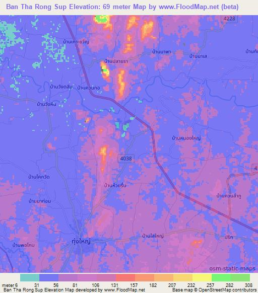 Ban Tha Rong Sup,Thailand Elevation Map