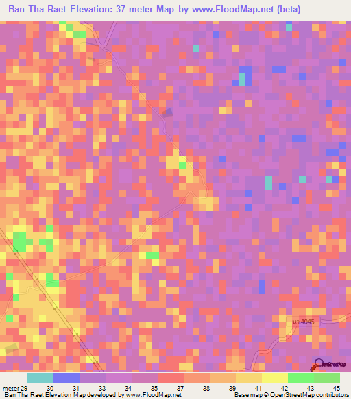 Ban Tha Raet,Thailand Elevation Map