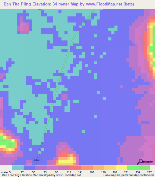 Ban Tha Pling,Thailand Elevation Map