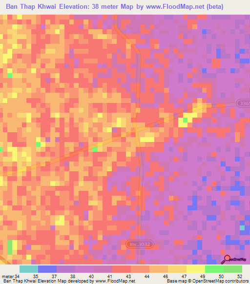 Ban Thap Khwai,Thailand Elevation Map