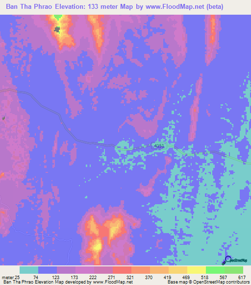 Ban Tha Phrao,Thailand Elevation Map