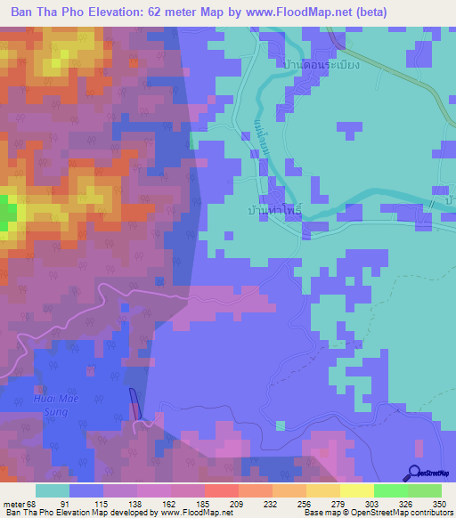 Ban Tha Pho,Thailand Elevation Map
