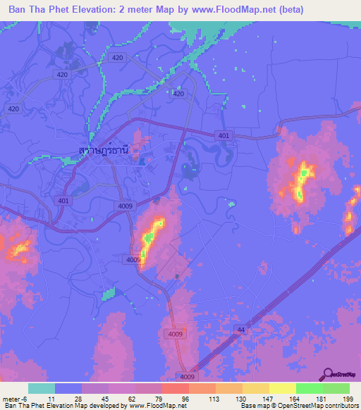 Ban Tha Phet,Thailand Elevation Map