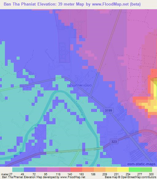 Ban Tha Phaniat,Thailand Elevation Map