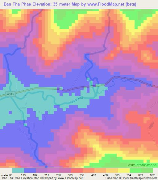 Ban Tha Phae,Thailand Elevation Map