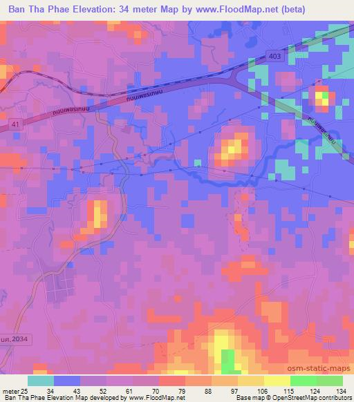 Ban Tha Phae,Thailand Elevation Map