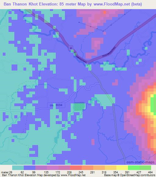 Ban Thanon Khot,Thailand Elevation Map