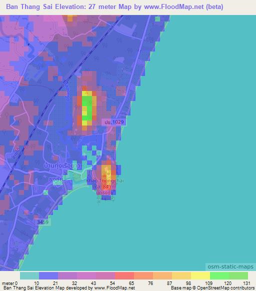 Ban Thang Sai,Thailand Elevation Map