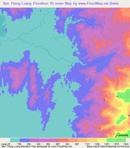 Ban Thang Luang,Thailand Elevation Map