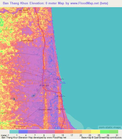 Ban Thang Khun,Thailand Elevation Map