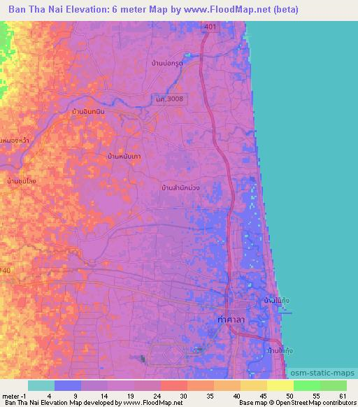 Ban Tha Nai,Thailand Elevation Map