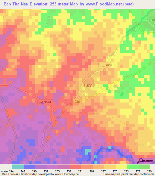 Ban Tha Nae,Thailand Elevation Map