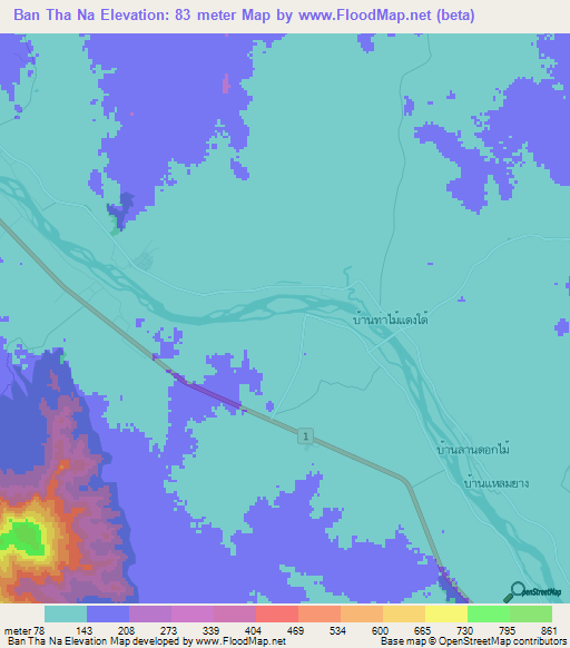 Ban Tha Na,Thailand Elevation Map