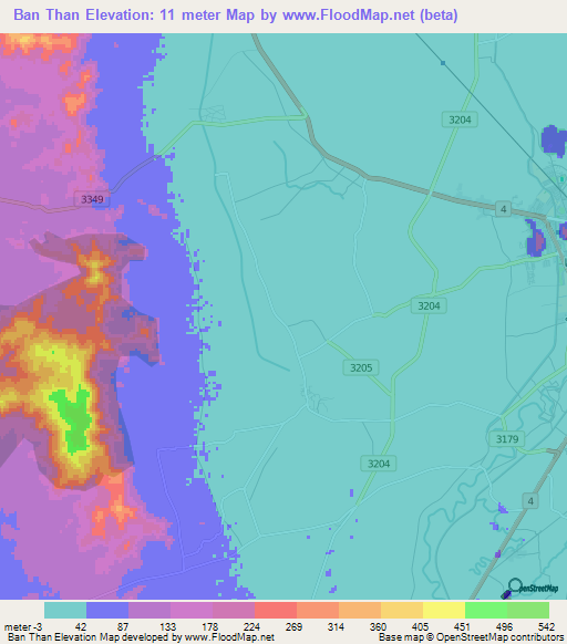 Ban Than,Thailand Elevation Map
