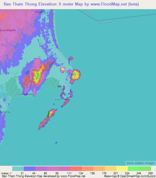 Ban Tham Thong,Thailand Elevation Map