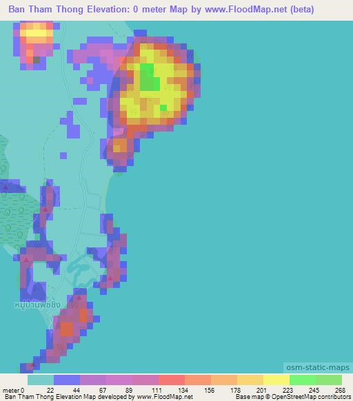 Ban Tham Thong,Thailand Elevation Map