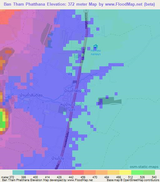 Ban Tham Phatthana,Thailand Elevation Map