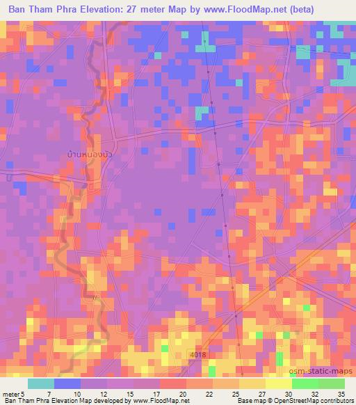 Ban Tham Phra,Thailand Elevation Map