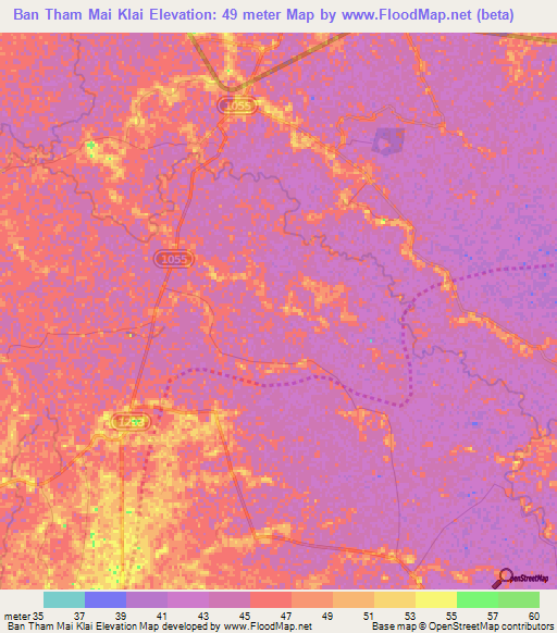 Ban Tham Mai Klai,Thailand Elevation Map