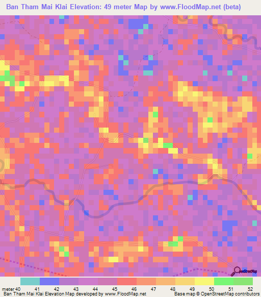 Ban Tham Mai Klai,Thailand Elevation Map