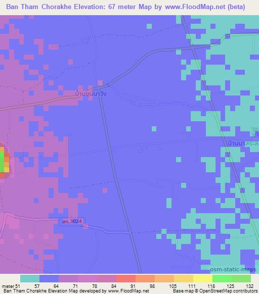 Ban Tham Chorakhe,Thailand Elevation Map