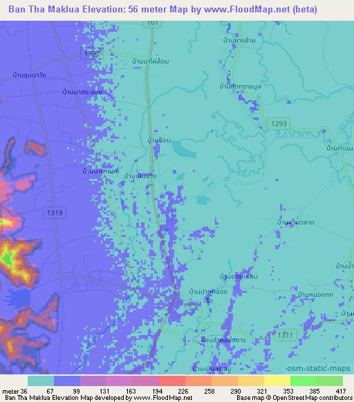 Ban Tha Maklua,Thailand Elevation Map