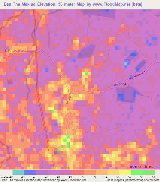 Ban Tha Maklua,Thailand Elevation Map
