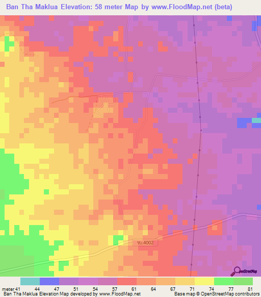 Ban Tha Maklua,Thailand Elevation Map