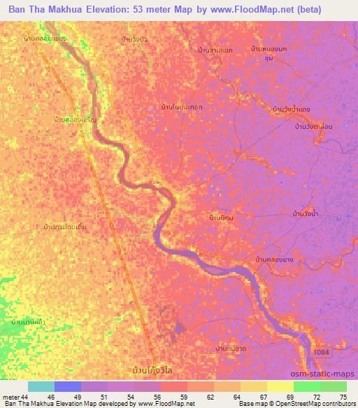 Ban Tha Makhua,Thailand Elevation Map