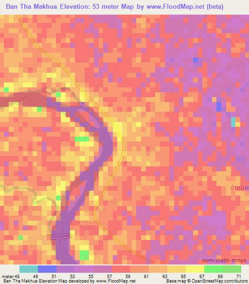 Ban Tha Makhua,Thailand Elevation Map