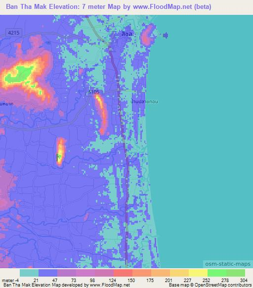 Ban Tha Mak,Thailand Elevation Map