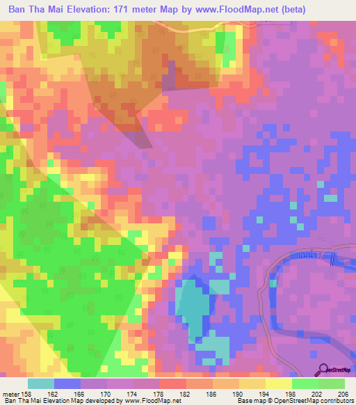 Ban Tha Mai,Thailand Elevation Map