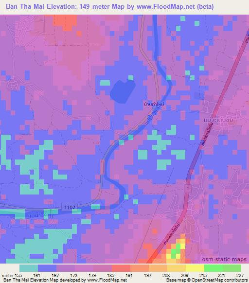 Ban Tha Mai,Thailand Elevation Map