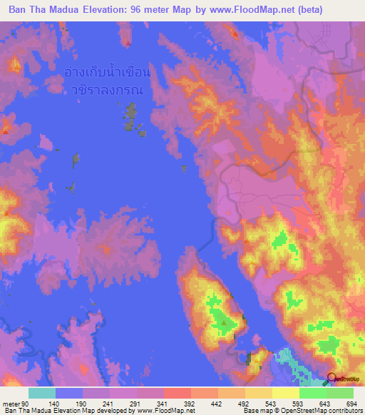 Ban Tha Madua,Thailand Elevation Map