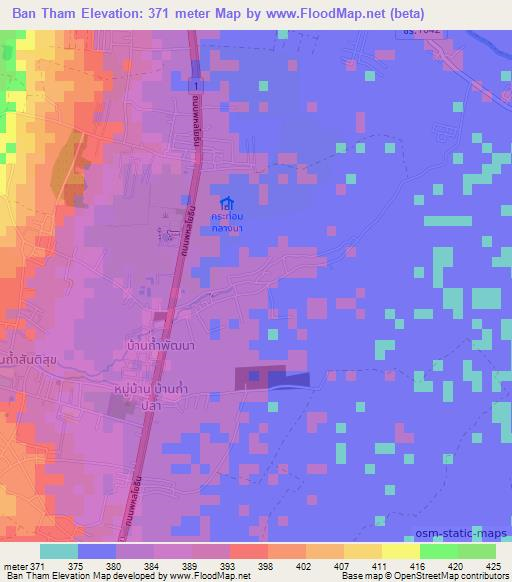 Ban Tham,Thailand Elevation Map