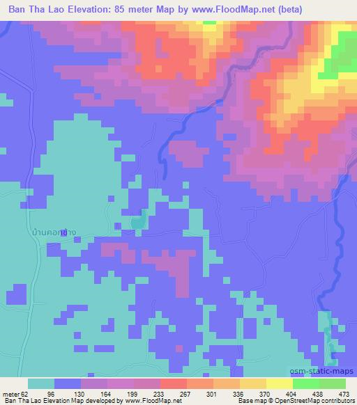 Ban Tha Lao,Thailand Elevation Map