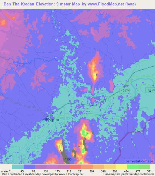 Ban Tha Kradan,Thailand Elevation Map