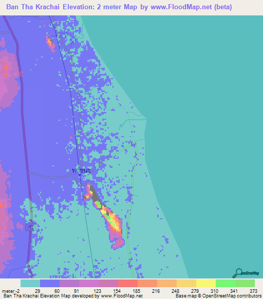 Ban Tha Krachai,Thailand Elevation Map