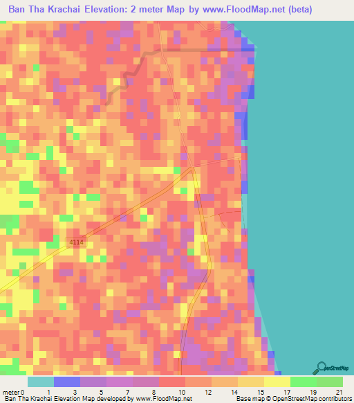 Ban Tha Krachai,Thailand Elevation Map