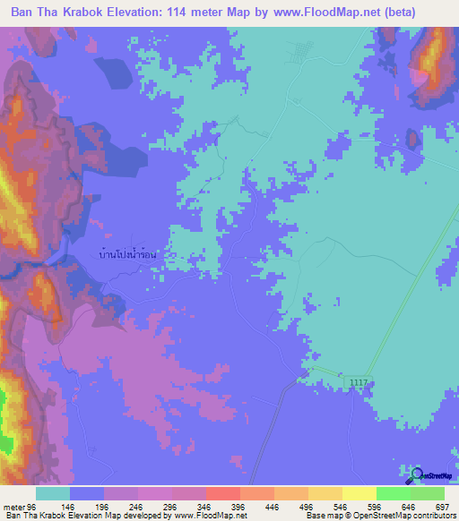 Ban Tha Krabok,Thailand Elevation Map