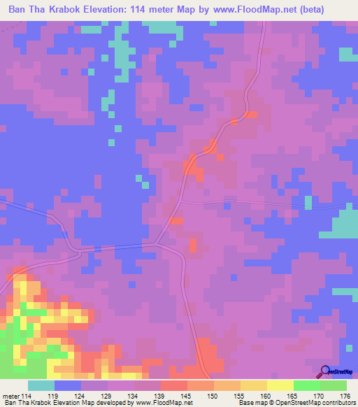 Ban Tha Krabok,Thailand Elevation Map